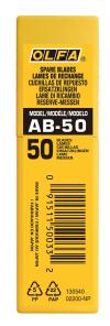 OLFA 9 мм, 50 шт, в пластиковом кейсе, сегментированные лезвия (OL-AB-50)