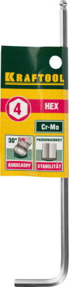 KRAFTOOL HEX-Ball 4 мм, шестигранный ключ с шаром, Cr-Mo (27437-4)