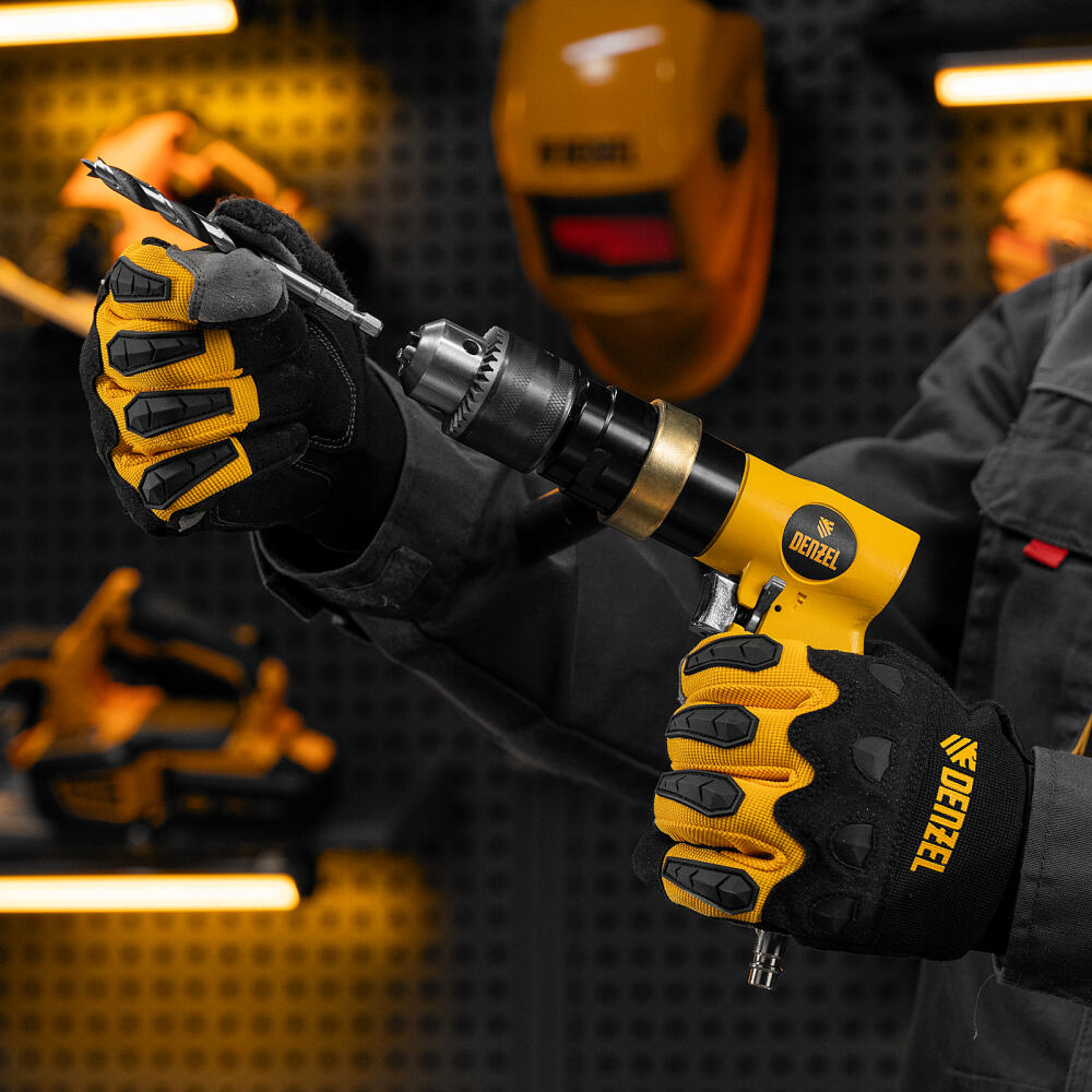 Пневматическая дрель PD500, 500 об/мин, 114 л/мин, 13 мм Denzel