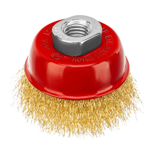 Щетка для УШМ, 65 мм, М14, "чашка", латунированная витая проволока Matrix