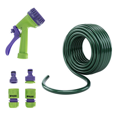 Набор поливочный, шланг 1/2", 25 м, 7 режимов пистолет, соединитель, адаптер Palisad