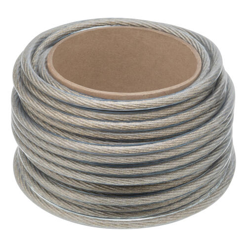 Трос металлополимерный прозрачный ПР-8.0, толщина 8.0 мм, моток 20 метров Сибртех