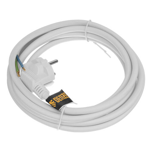 Шнур сетевой Energy Series, ПВС, 3 м, 3 x 1,5 мм, с неразборной вилкой, белый, Denzel