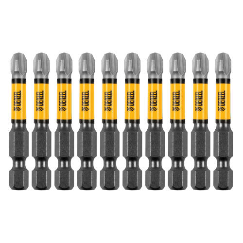 Бита IMPACT, PH3x50 мм, лазерная обработка шлица, сталь S2, 10 шт., Е 6,3 Denzel