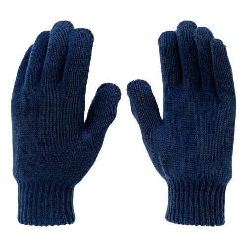 Перчатки трикотажные, акрил, двойные, синий, двойная манжета Сибртех