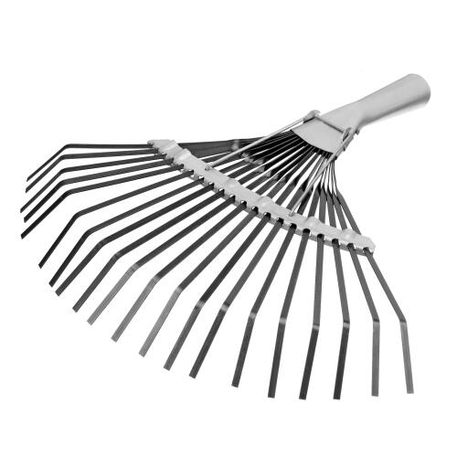 Грабли веерные стальные, 385 мм, 20 плоских зубьев, оксидированные, без черенка, Сибртех