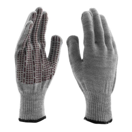Перчатки трикотажные, акрил, ПВХ гель, "Протектор", серое мулине, оверлок Сибртех