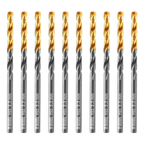 Сверло по металлу, 3,5 мм, HSS-Tin, Golden Tip, 10 шт. Denzel