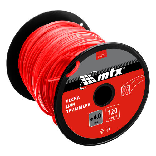 Леска для триммера квадрат 4,0 мм х 120 м, на катушке MTX