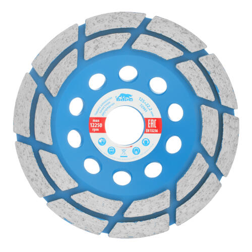 Чашка алмазная зачистная, 125 мм, двухрядная Барс