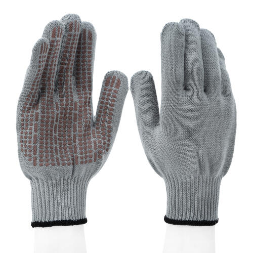 Перчатки трикотажные, акрил, ПВХ гель, "Протектор", серая туча, оверлок Сибртех