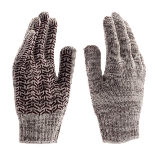 Перчатки трикотажные усиленные, гелевое ПВХ-покрытие, 7 класс, бело-серый меланж Сибртех