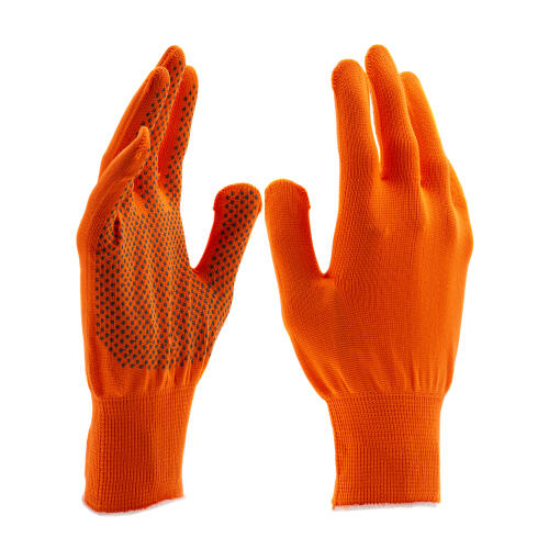 Перчатки Нейлон, ПВХ точка, 13 класс, оранжевые, XL
