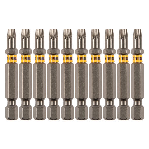 Бита TX 25х50, сталь S2, шестигранный профиль, 10 шт. Е 6,3 Denzel