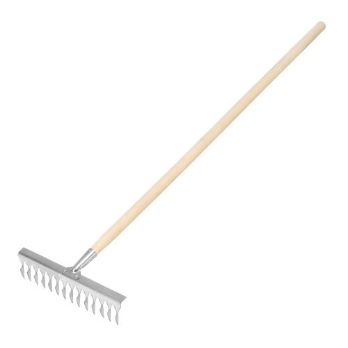 Грабли, нержавеющая сталь, 340 х 1300 мм, 14 витых зубьев, деревянный черенок, Сибртех