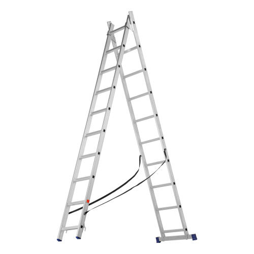 Лестница, 2 х 10 ступеней, алюминиевая, двухсекционная, Сибртех