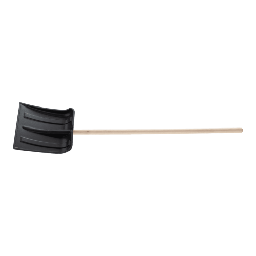 Лопата для уборки снега пластиковая, без планки, 350х350х1445 мм, деревянный черенок