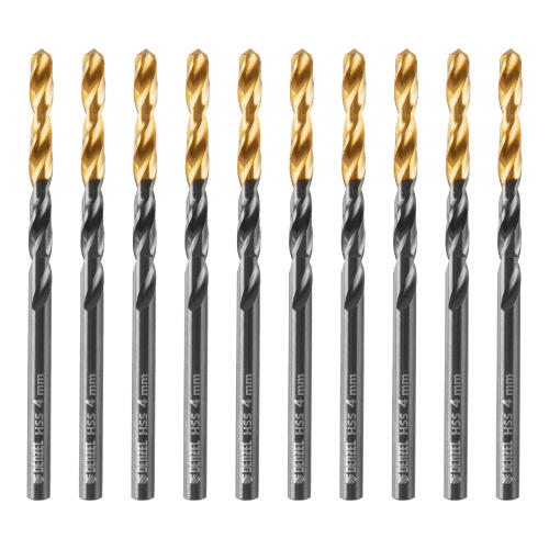 Сверло по металлу, 4 мм, HSS-Tin, Golden Tip, 10 шт. Denzel